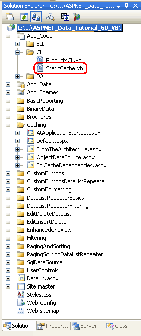 De StaticCache.vb-klasse maken in de map CL