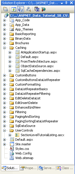 De ASP.NET pagina's voor de Caching-Related zelfstudies toevoegen