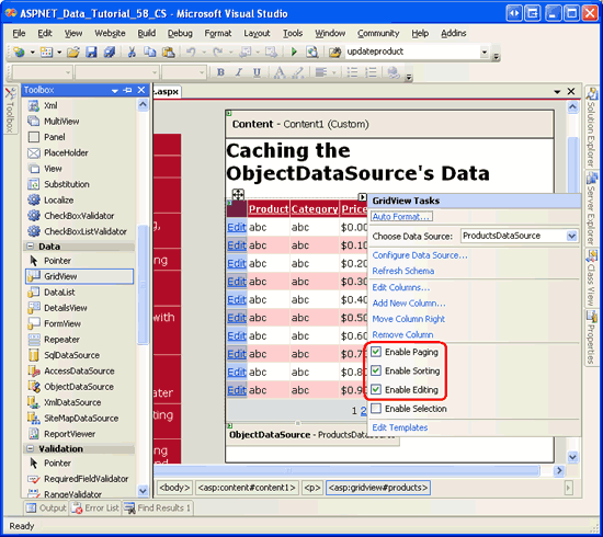 GridView-ondersteuning inschakelen voor bewerken, sorteren en paging