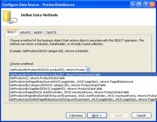 De ObjectDataSource configureren voor het gebruik van de methode GetProductByProductID(productID)