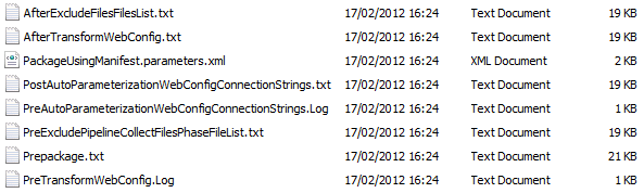 MSBuild maakt een extra map met de naam Log in de ProjectName_Package map.