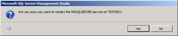 Klik in het dialoogvenster Microsoft SQL Server Management Studio op Ja.