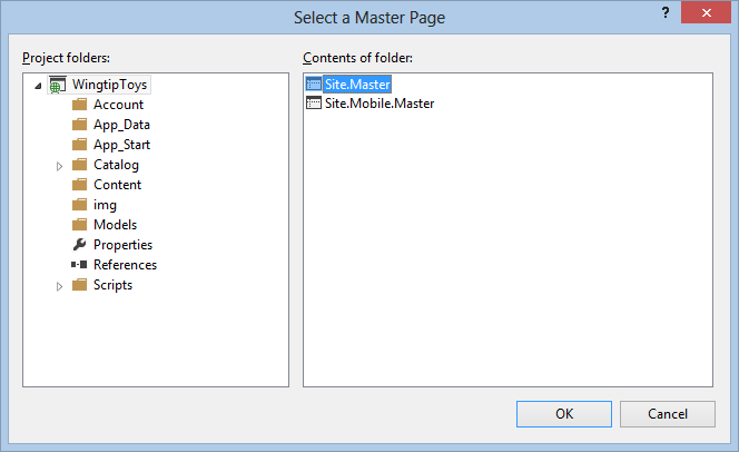 Gebruikersinterface en navigatie - Basispagina selecteren