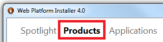 Tabblad WebPI-producten