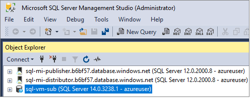 Schermopname die laat zien hoe u de connectiviteit met de met SQL beheerde exemplaren kunt testen.