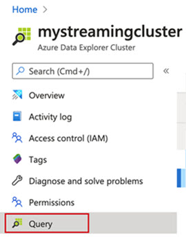 Selecteer een query in de Azure Data Explorer-portal om streamingopname in te schakelen.