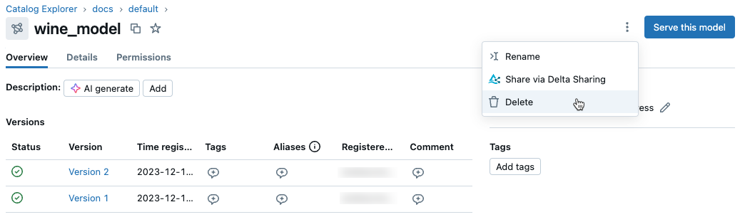 modelpagina kebabmenu met verwijderen