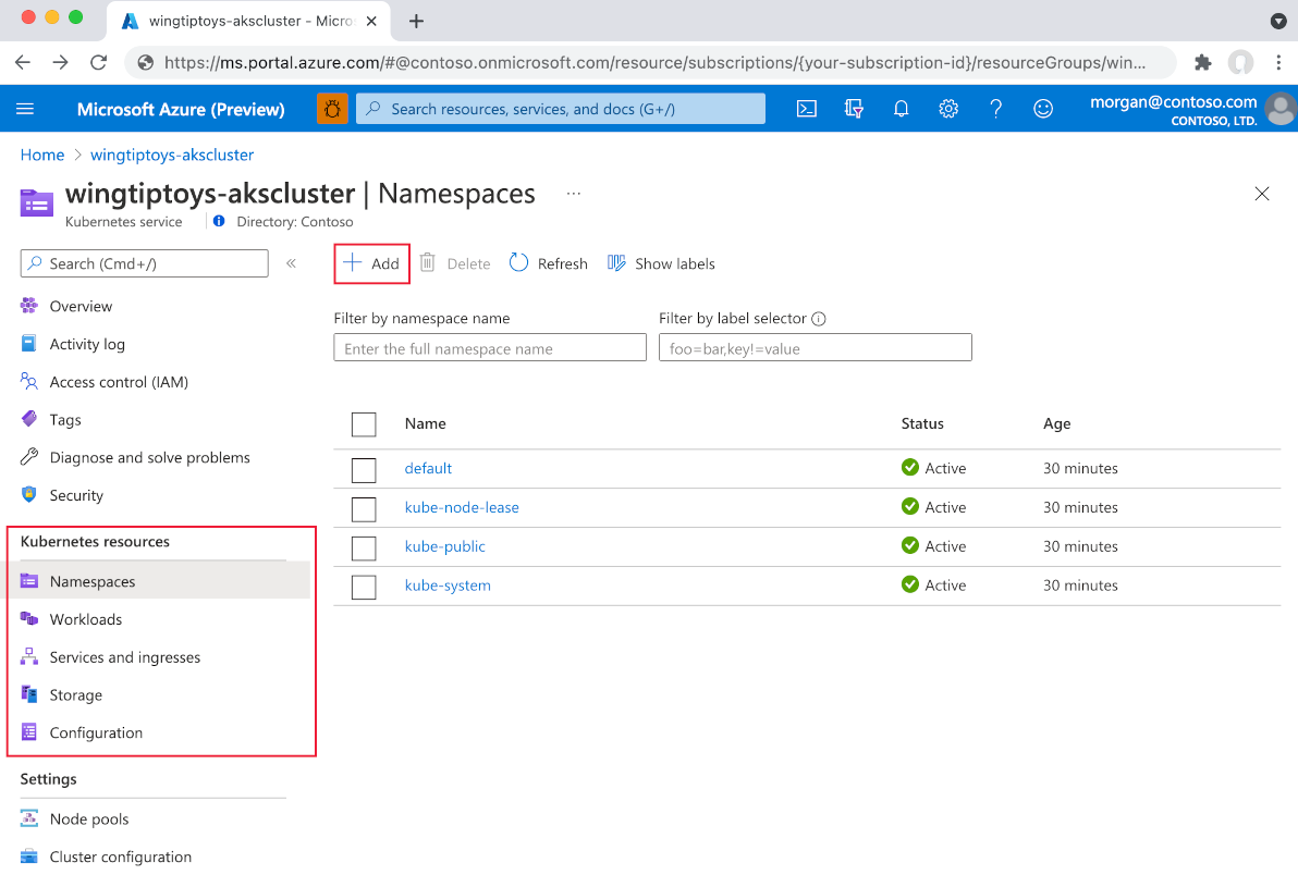 Weergave van Kubernetes-resources.