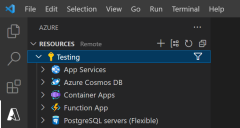 Schermopname die laat zien hoe Azure Tools eruitziet nadat u zich hebt aangemeld.