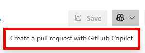 Schermopname met het geselecteerde vervolgkeuzemenu van GitHub en optie om een GitHub pull-aanvraag te starten.
