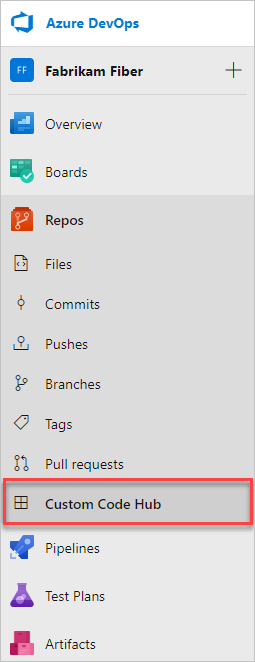 Schermopname van een aangepaste hub die is toegevoegd aan Azure-opslagplaatsen.