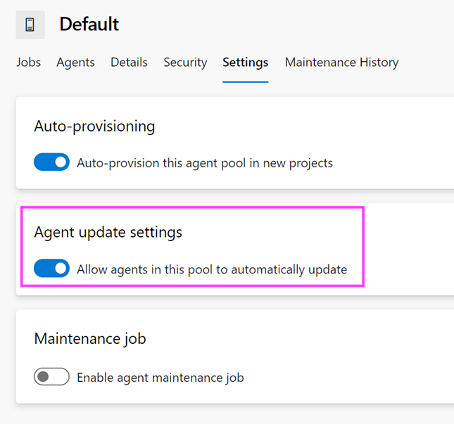 Schakel automatische agentsupgrades uit op poolniveau.
