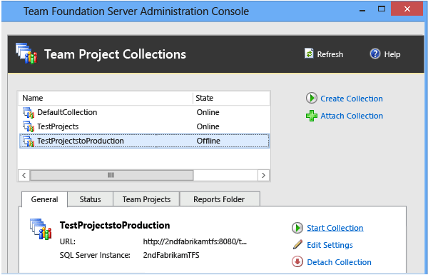 TFS-beheerconsole