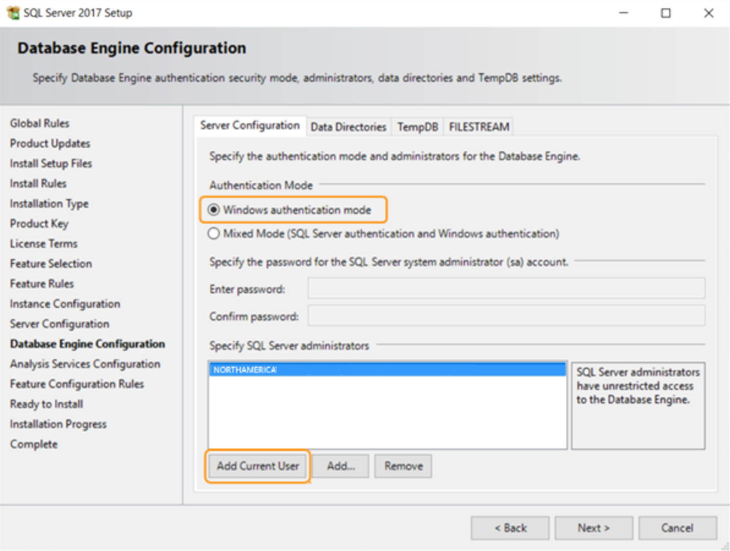 Configuratie van database-engine