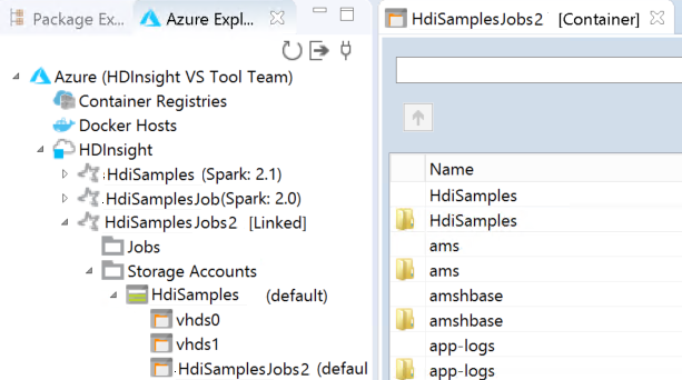 Azure Explorer-opslagaccounts.