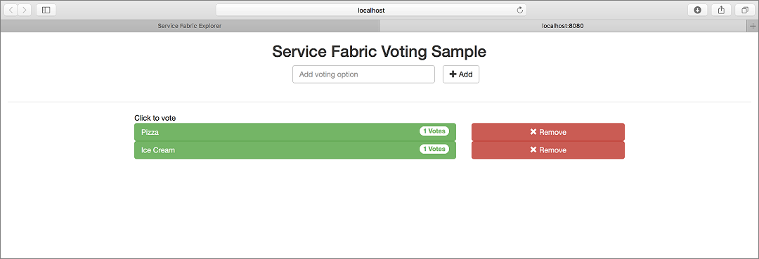 Voorbeeld van Service Fabric-stem