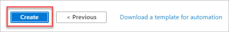 Een schermopname van de Azure portal. Selecteer Maken.