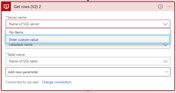 Voer de naam van de aangepaste server in