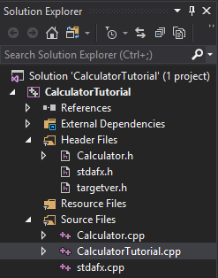 Schermopname van het venster Visual Studio Solution Explorer.