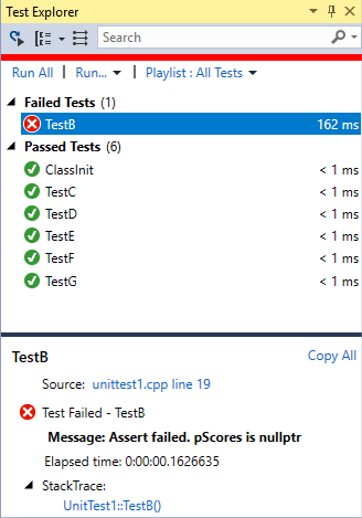 Schermopname van Test Explorer.