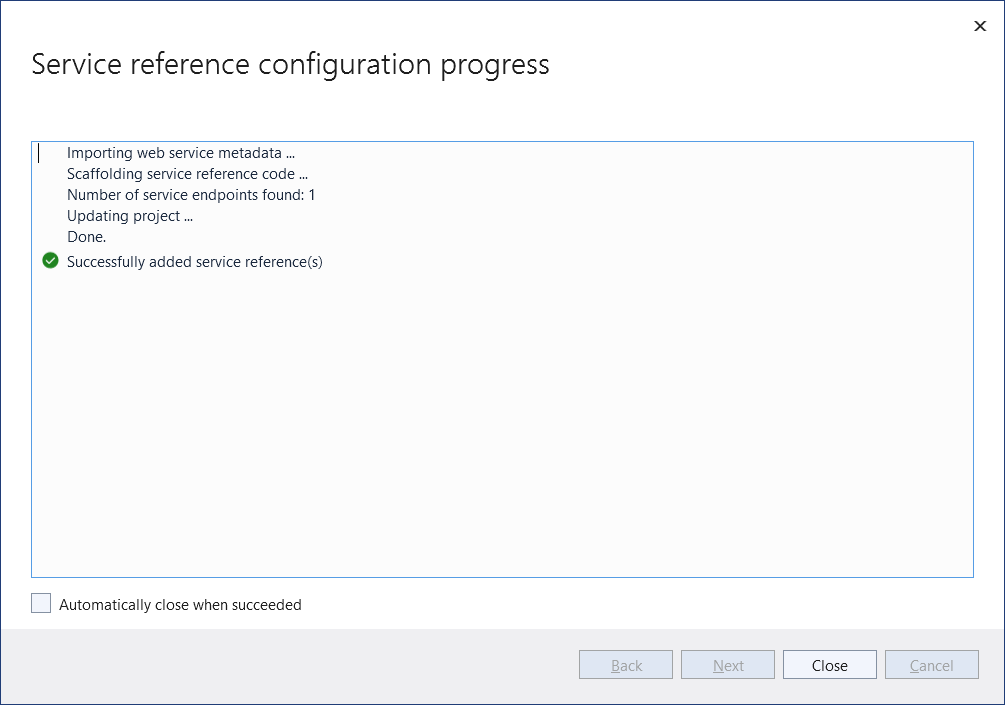 Venster Voortgang van Visual Studio
