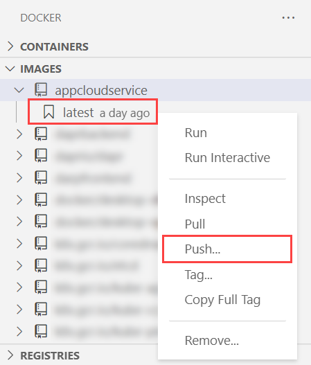 Visual Studio Code: Docker - afbeelding pushen