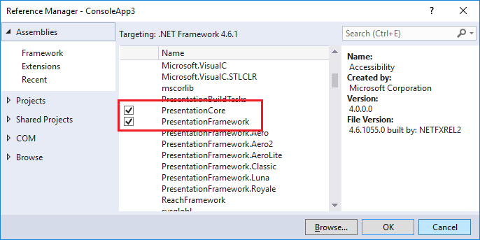 Reference Manager met PresentationCore en PresentationFramework