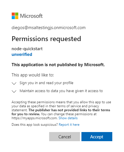Microsoft Entra-toestemmingsscherm wordt weergegeven