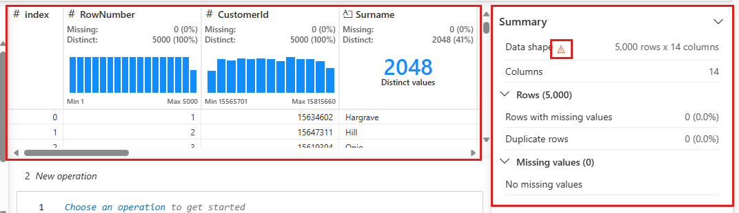 Schermopname toont het overzicht van data wrangler.