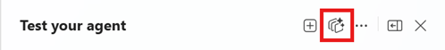 Screenshot met de knop 'Nieuwe test aanmaken' in de testchat.