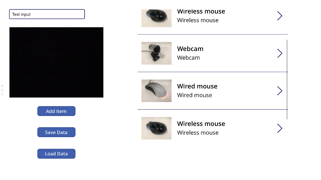 App die wordt uitgevoerd met zes items die zijn hersteld nadat de LoadData functie twee keer is aangeroepen.