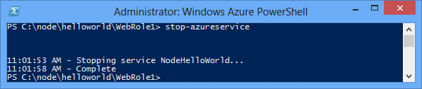 De status van de opdracht Stop-AzureService