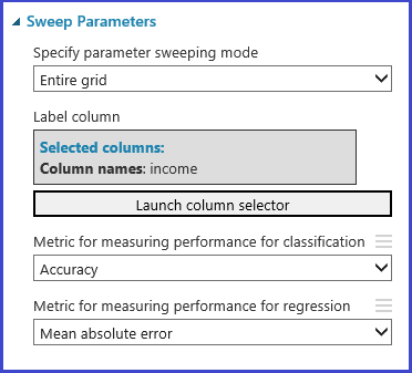 Sweepparameters
