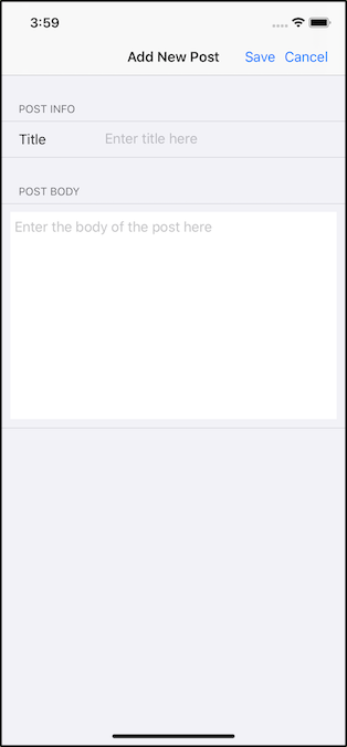 Schermopname van het toevoegen van een nieuwe postpagina