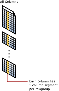 Diagram van een gegroepeerd columnstore-kolomsegment.