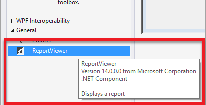 Schermopname van het nieuwe Besturingselement ReportViewer in de Visual Studio-werkset.
