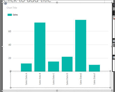 Schermopname van het Report Builder kolomdiagram met gedraaide x-astekst in de ontwerpweergave.