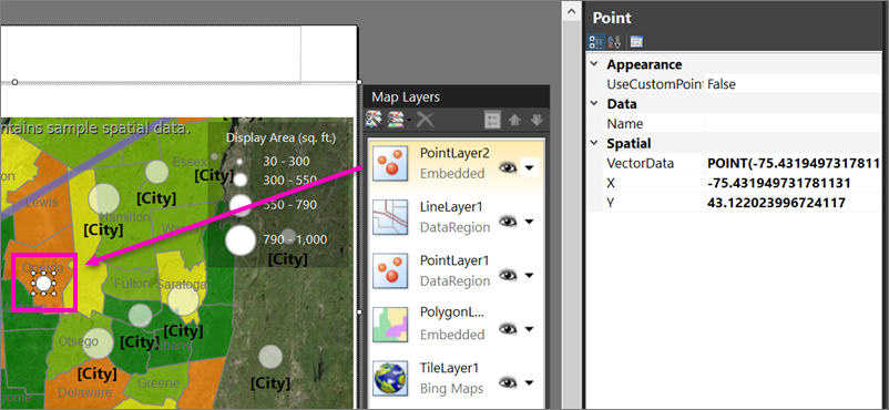 Schermafbeelding waarin wordt getoond hoe u een aangepast punt toevoegt aan de Report Builder map.