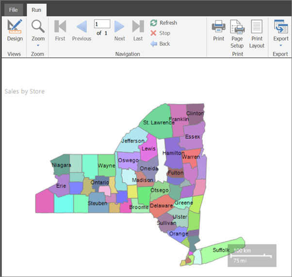 Schermafbeelding met een voorbeeld van de zojuist gemaakte Report Builder map.