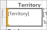 Schermafbeelding met de cel Gebied in het matrixrapport van Report Builder.
