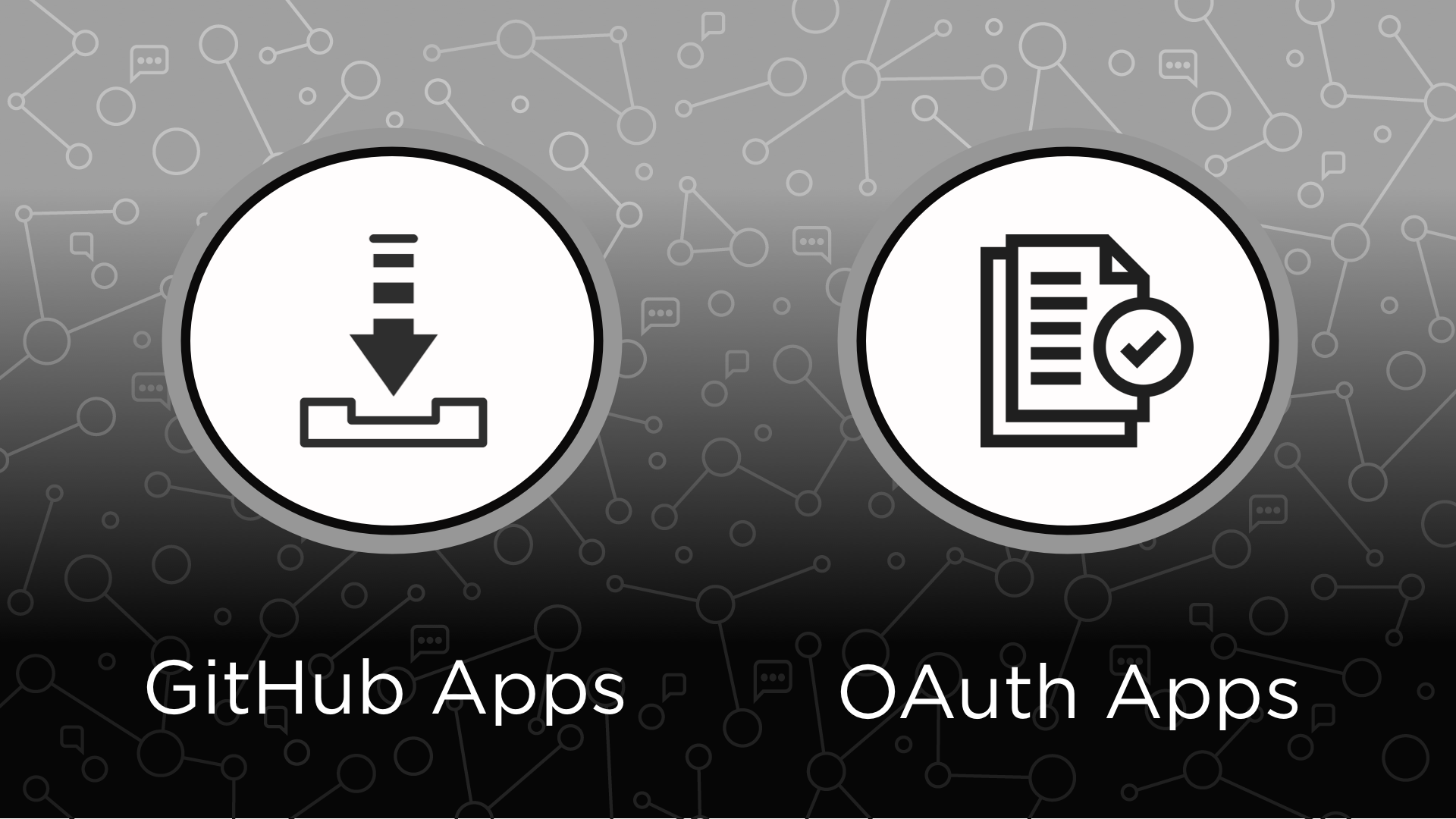 Afbeelding van een installatiepictogram en een goedkeuringspictogram voor GitHub-apps en OAuth-apps.