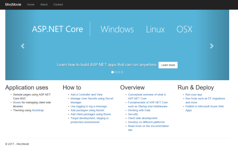 ASP.NET Core-webpagina, uitgevoerd vanaf de localhost in een container
