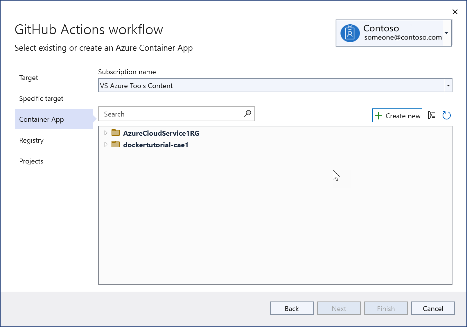 Schermopname van de bestaande Azure Container Apps.