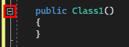 Schermafbeelding van de knop Samenvouwen in de werkbalk Teksteditor in Visual Studio 2022.