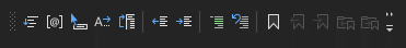 Schermopname van de werkbalk Teksteditor in Visual Studio 2022.