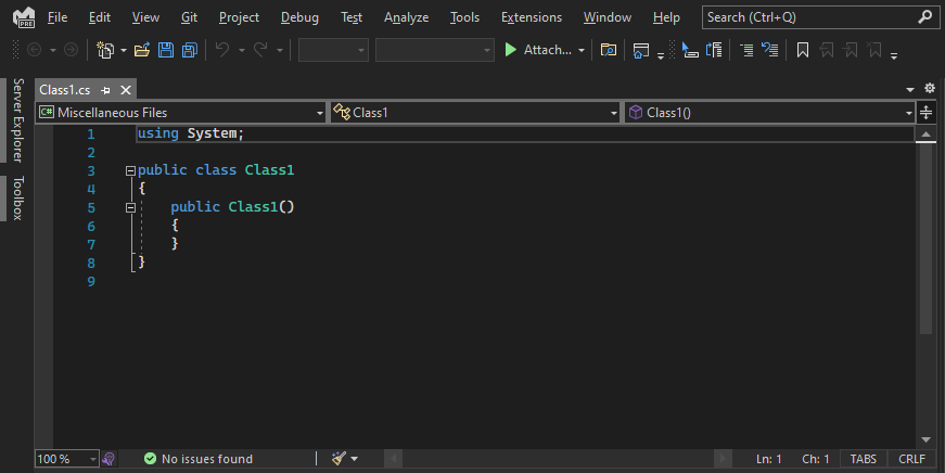 schermopname van een C#-codebestand in Visual Studio 2022.