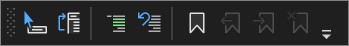 Schermopname van de werkbalk Teksteditor in Visual Studio 2022.