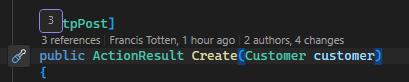 Schermafbeelding met de toegangsnummers van het CodeLens-toetsenbord in Visual Studio.