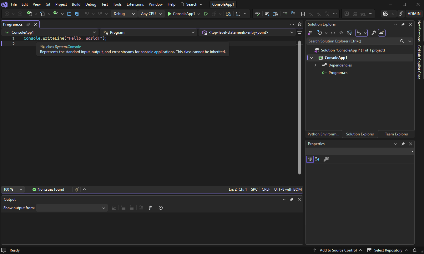 Schermopname van de editor in Visual Studio.