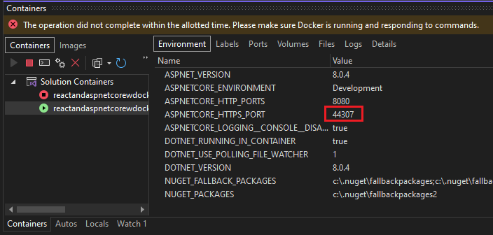 schermopname met Docker-containerpoorten.